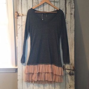 Grey dress with special tule bottom- never worn